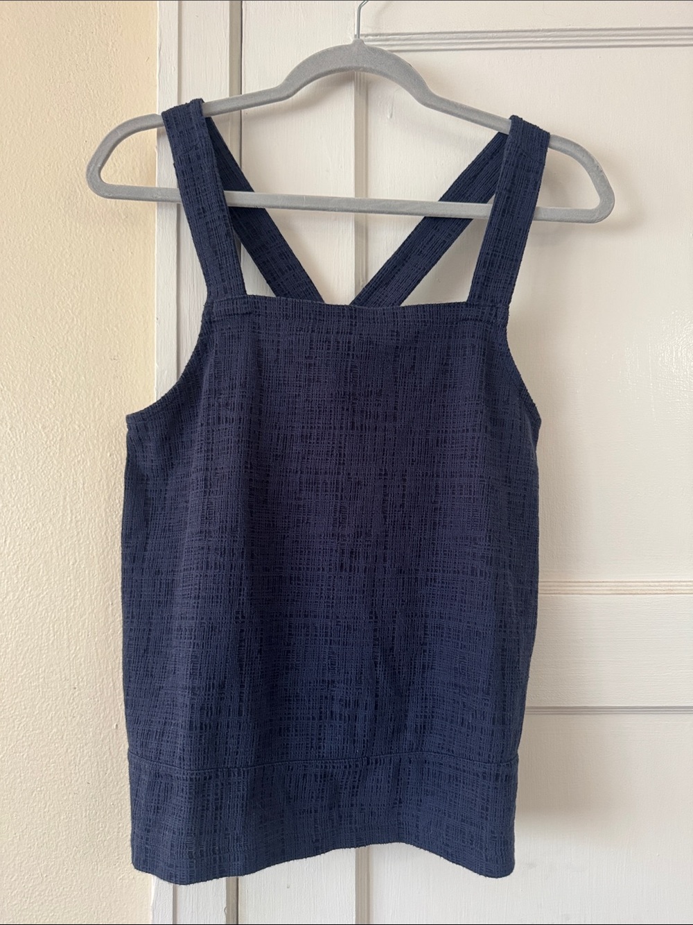 Madewell Navy Textured Square-Neck Tank Top